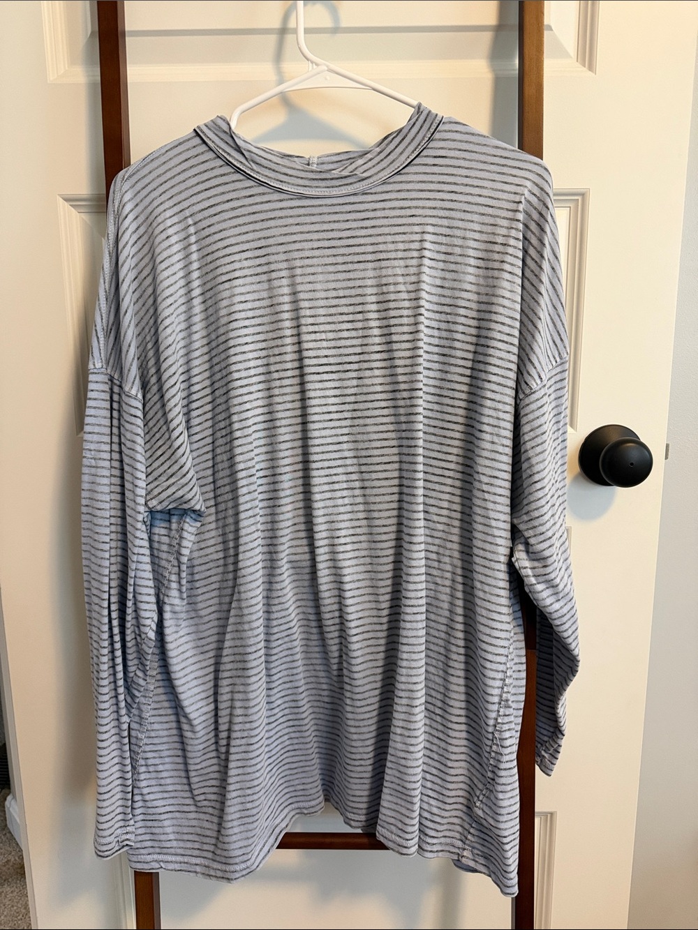 We The Free Oversized Light Blue Striped Long-Sleeve Top